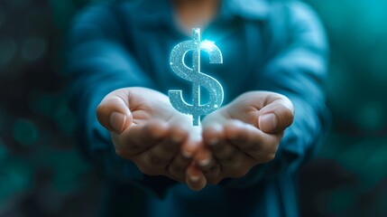 A person with a dollar sign symbolizing finance and wealth, Dollar sign, finance, person