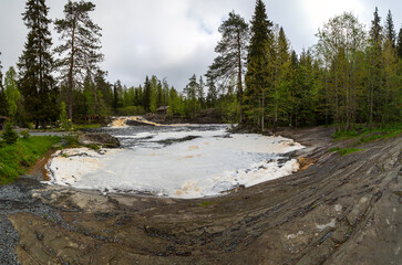View of Ahvenkoski waterfall in Karelia - 757859233