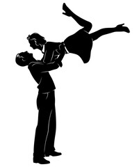 Couple Dancing Swing. Vector cliparts isolated on white.