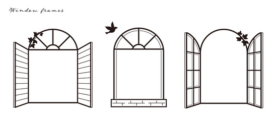 フレームとしても使えるおしゃれな窓のイラストセット
