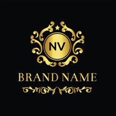 Fototapeta na wymiar Abstract letter NV logo design template for company