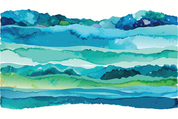 Fototapeta na wymiar Aquamarine watercolor strip multilayered