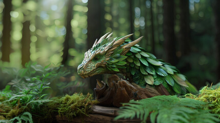 big green dragon in the forest, symbol 2024