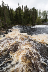 View of Ahvenkoski waterfall in Karelia - 757860821