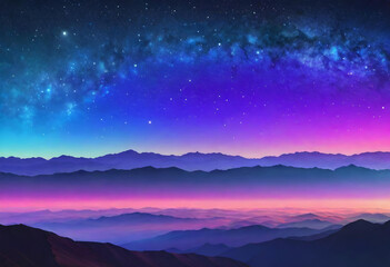 Obraz premium Galactic Gradient Landscape, Landscape, Galactic, Space, Universe, Cosmos, Gradient, Stars, Nebula, Astronomy, Outer Space, Fantasy, Sci-Fi, Astral, Sky, AI Generated