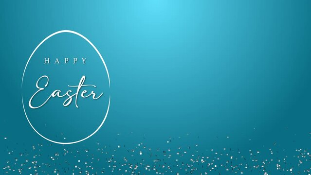Patterned Easter eggs with empty space for text, happy easter inside egg on duck egg Blue background. Loop animation