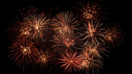 Festive firework salute burst isolated on a black background.
