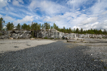 Italian marble quarry in Ruskeala mountain park - 757864025
