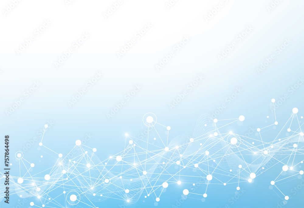 Poster abstract science template. technology lines and dots connection background. wallpaper or banner with