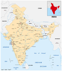India map with the main cities - 757865010