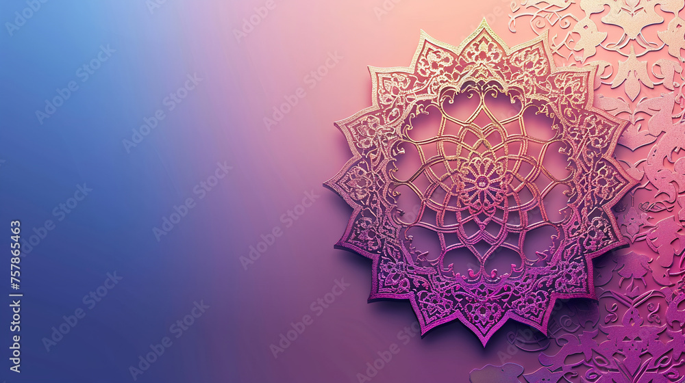 Aufkleber islamic greeting card with intricate arabesque pattern on serene gradient background with copy space