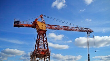 Fototapeta na wymiar A dameged old construction crane.