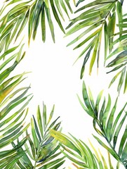 Tropical Paradise: Palm Leaf Border for P. Generative AI