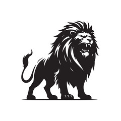 Vector Lion Silhouette Roaring with Intensity in Striking Anger for Graphic Design and Illustration Projects., Angry lion vector, Roaring lion Illustration.