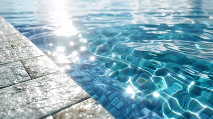 Splashing into Summer: A Blue Swimming Pool with Sunlight Reflections Generative AI