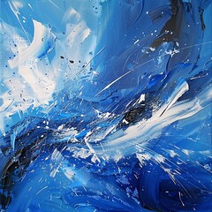 Blue Wave - A painting of a blue ocean with white and blue waves, reminiscent of the current trend in ocean-inspired art and the monthly event of the Blue Moon. Generative AI