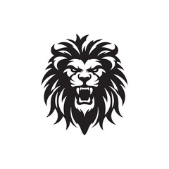 Vector Lion Silhouette Roaring with Intensity in Striking Anger for Graphic Design and Illustration Projects., Angry lion vector, Roaring lion Illustration.
