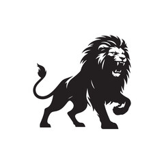 Vector Lion Silhouette Roaring with Intensity in Striking Anger for Graphic Design and Illustration Projects., Angry lion vector, Roaring lion Illustration.