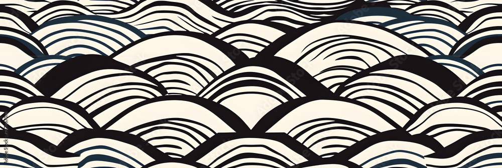 Poster craft a collection of seamless patterns with minimalistic wave motifs seamless pattern