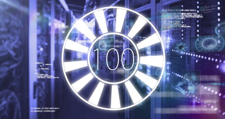 Image of data processing over server room