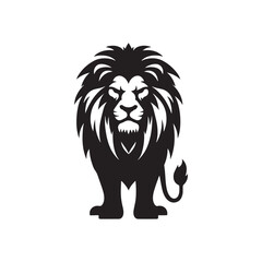 Vector Lion Silhouette Roaring with Intensity in Striking Anger for Graphic Design and Illustration Projects., Angry lion vector, Roaring lion Illustration.