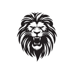 Vector Lion Silhouette Roaring with Intensity in Striking Anger for Graphic Design and Illustration Projects., Angry lion vector, Roaring lion Illustration.