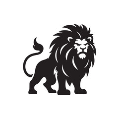 Fototapeta premium Vector Lion Silhouette Roaring with Intensity in Striking Anger for Graphic Design and Illustration Projects., Angry lion vector, Roaring lion Illustration.