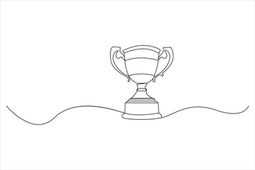 winner  trophy cup continuous  one line drawing. Trophy cup line art vector illustration. Editable stroke.
 - obrazy, fototapety, plakaty