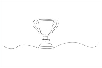 winner  trophy cup continuous  one line drawing. Trophy cup line art vector illustration. Editable stroke.
