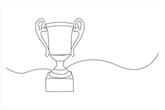 recommend clip art: winner  trophy cup continuous  one line drawing. Trophy cup line art vector illustration. Editable stroke.
                    