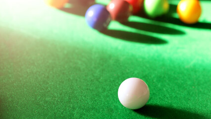 White ball on a billiard table very close