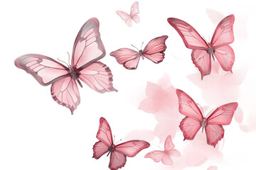 watercolor illsutration pink butterflies