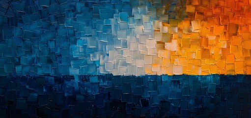 Sunset Serenade: A Blue Ocean Painting with a Pop of Yellow Generative AI