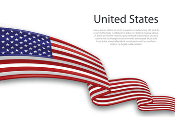 Abstract Wavy Flag of United States on White Background