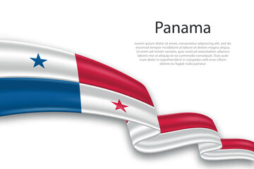 Abstract Wavy Flag of Panama on White Background