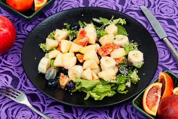 Fresh fruit salad with oranges.