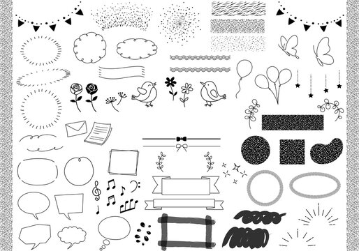Vector hand drawn clip art illustration set isolated on a white background