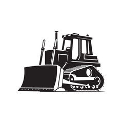 Vector Bulldozer Silhouette Illustration for Construction, Engineering, and Industrial Design Projects, Bulldozer vector, Bulldozer Illustration.