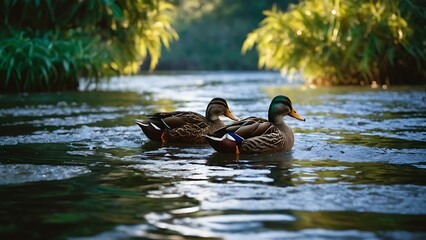 Cute ducks is in nature