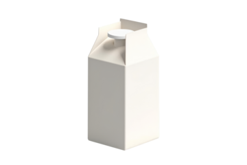 White empty milk carton on transparent background.