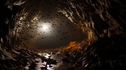 Buracona Cave with bats, nightime.


