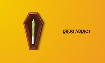 International day against drug addict, Drug addict day design for social media banner, poster, vector Illustration. - obrazy, fototapety, plakaty