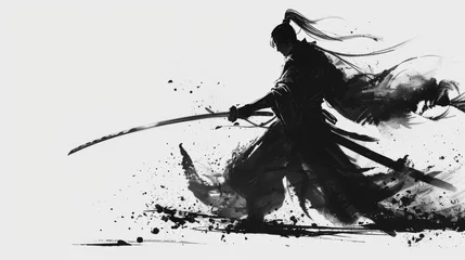 Foto op Plexiglas Chinese ink style swordsman © wanna