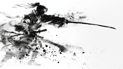 Chinese ink style swordsman