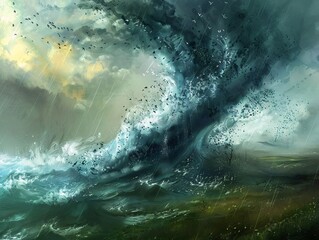 Wave of the Month: A Stormy Sea Generative AI - obrazy, fototapety, plakaty