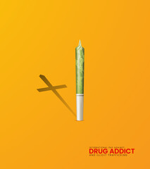 International day against drug addict, Drug addict day design for social media banner, poster, vector Illustration.