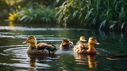 Cute ducks is in nature