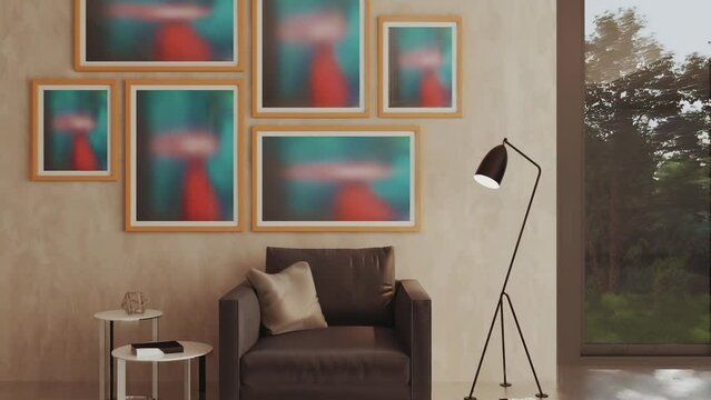 Large luxury modern bright interiors Living room mockup illustration 3D rendering computer digitally generated image
