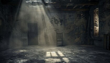 Abandoned House with Sunlight Streaming Through Doorway Generative AI