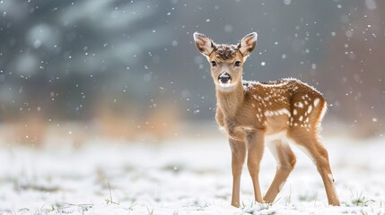 Frosted Fawn A Snowy December Morn Generative AI